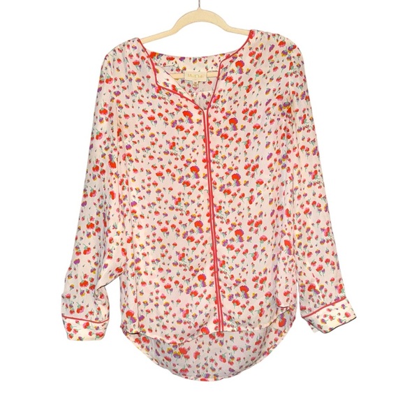MODCLOTH Podcast Co-Host Floral Blouse Top Falling Blossoms Long Sleeve Medium - Picture 6 of 15